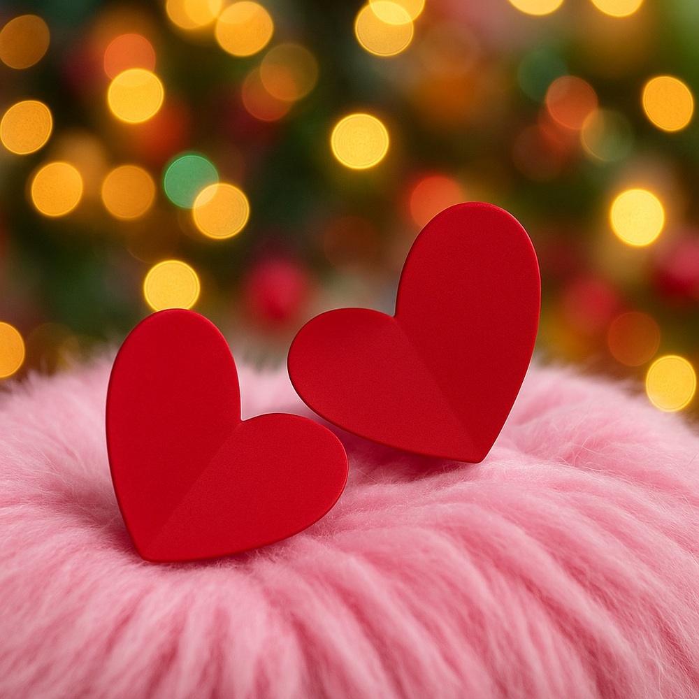 Red Fold Heart Earrings